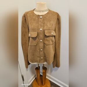 PHILOSOPHY NWOT CAMEL FAUX SUEDE CROP JACKET